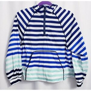 Hunter Striped Half Zip Hooded Rain Jacket Pullover Women's size XS
